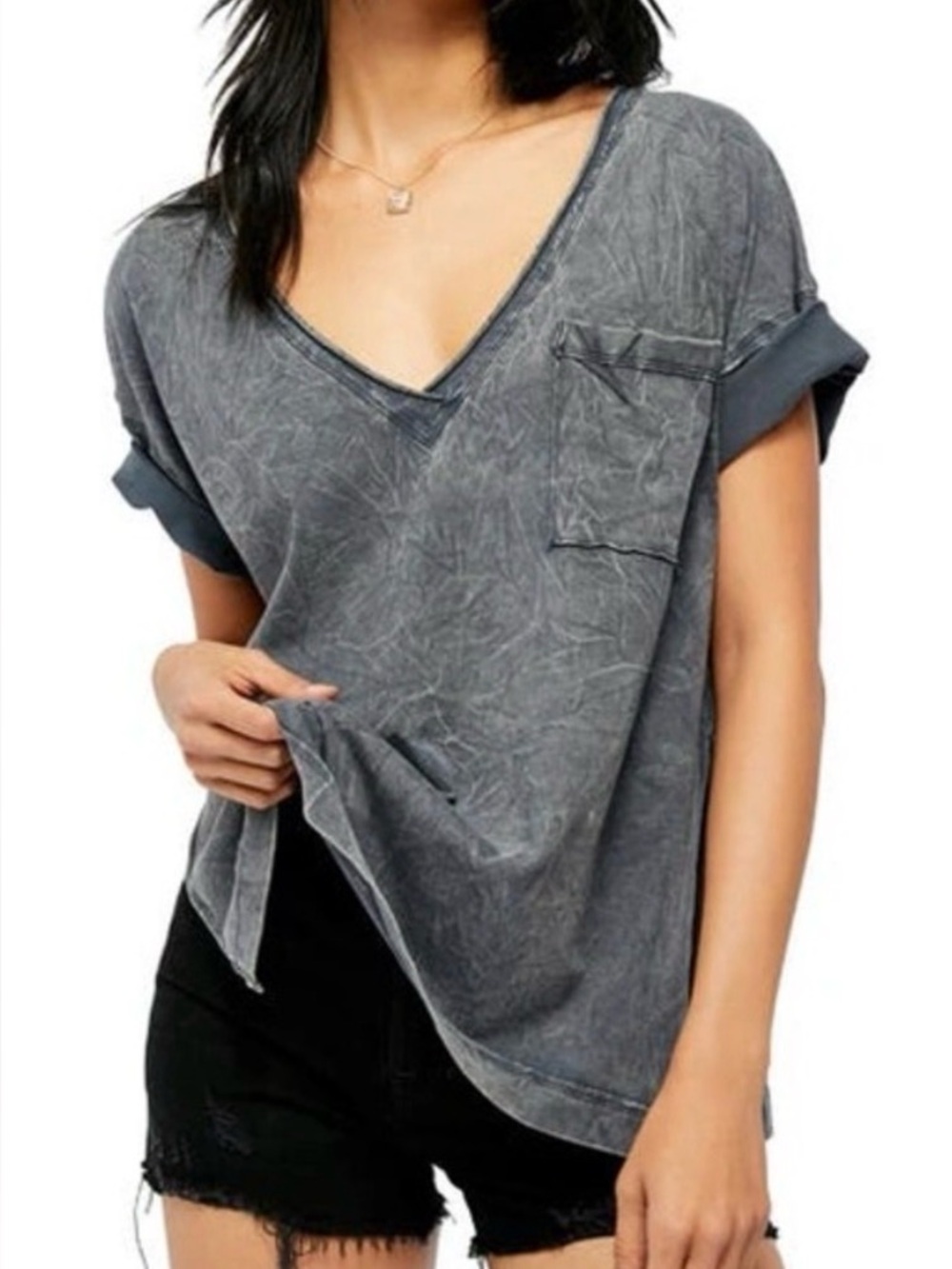 The Free People "Want You" Side Slit Pocket T-shirt